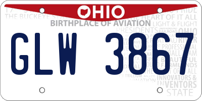 OH license plate GLW3867