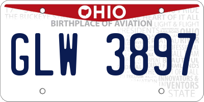 OH license plate GLW3897