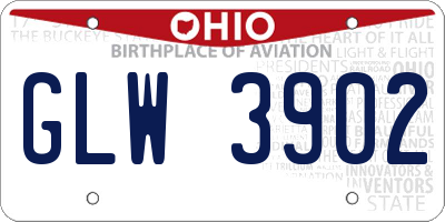 OH license plate GLW3902