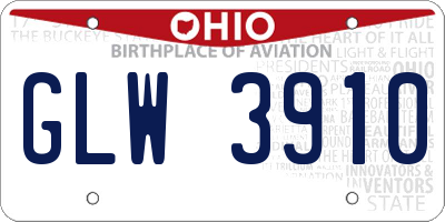 OH license plate GLW3910