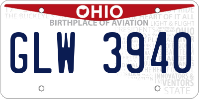 OH license plate GLW3940