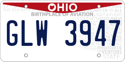 OH license plate GLW3947