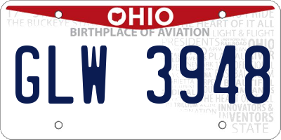 OH license plate GLW3948
