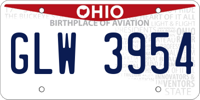 OH license plate GLW3954