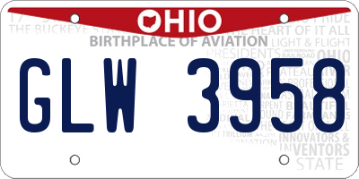 OH license plate GLW3958
