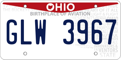 OH license plate GLW3967