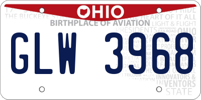 OH license plate GLW3968