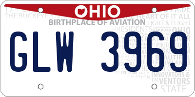 OH license plate GLW3969