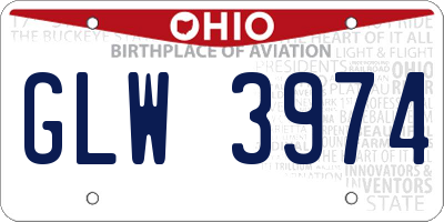 OH license plate GLW3974