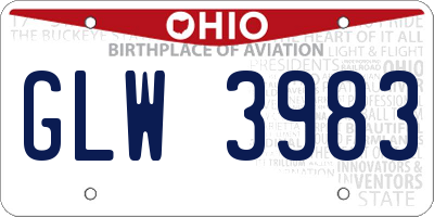 OH license plate GLW3983