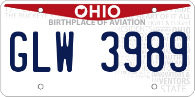 OH license plate GLW3989