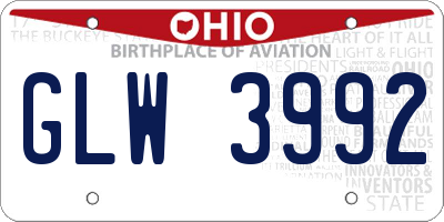 OH license plate GLW3992