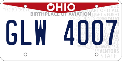 OH license plate GLW4007