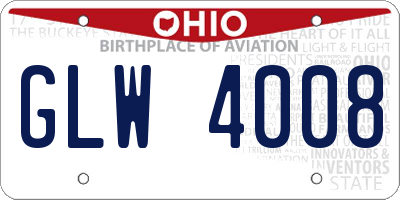 OH license plate GLW4008