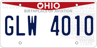 OH license plate GLW4010