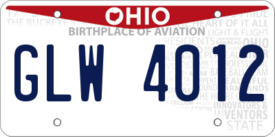OH license plate GLW4012