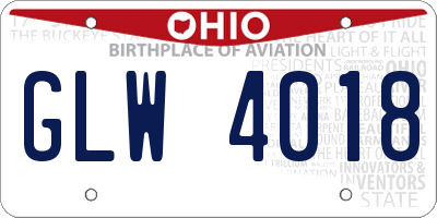OH license plate GLW4018