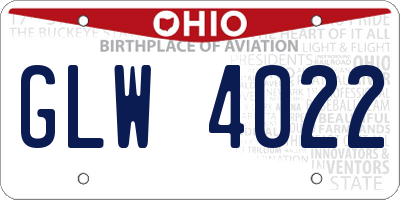 OH license plate GLW4022