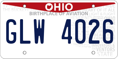 OH license plate GLW4026