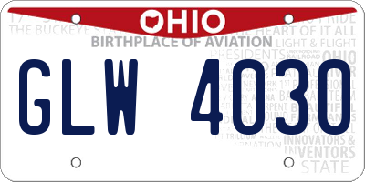 OH license plate GLW4030