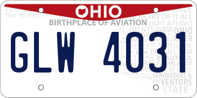 OH license plate GLW4031
