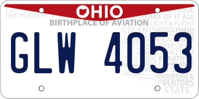 OH license plate GLW4053