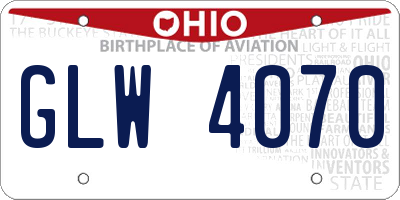 OH license plate GLW4070