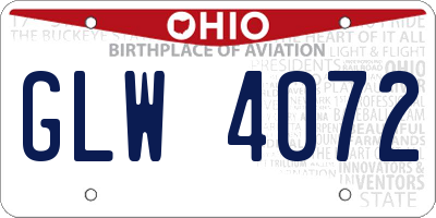 OH license plate GLW4072