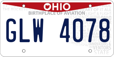 OH license plate GLW4078