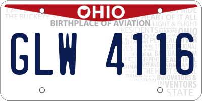 OH license plate GLW4116