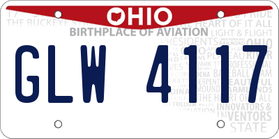 OH license plate GLW4117