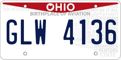 OH license plate GLW4136