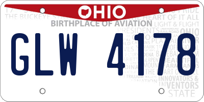 OH license plate GLW4178
