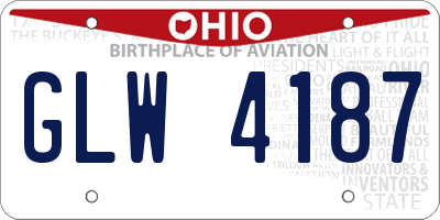 OH license plate GLW4187