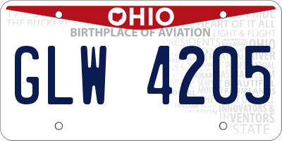 OH license plate GLW4205