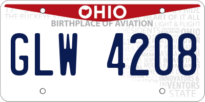 OH license plate GLW4208