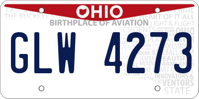 OH license plate GLW4273