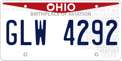 OH license plate GLW4292