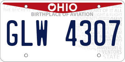 OH license plate GLW4307