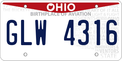 OH license plate GLW4316