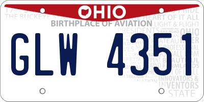 OH license plate GLW4351