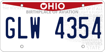OH license plate GLW4354