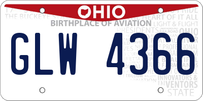 OH license plate GLW4366