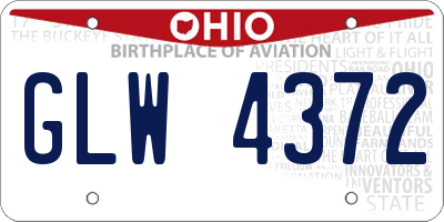 OH license plate GLW4372