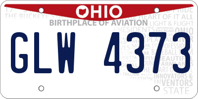 OH license plate GLW4373