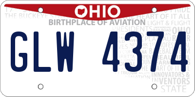 OH license plate GLW4374