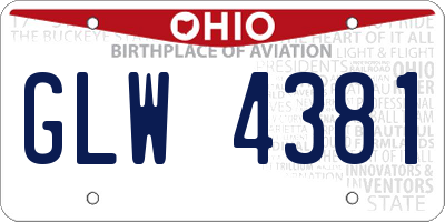 OH license plate GLW4381
