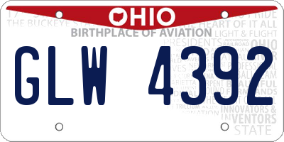 OH license plate GLW4392
