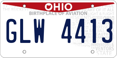 OH license plate GLW4413