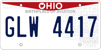OH license plate GLW4417